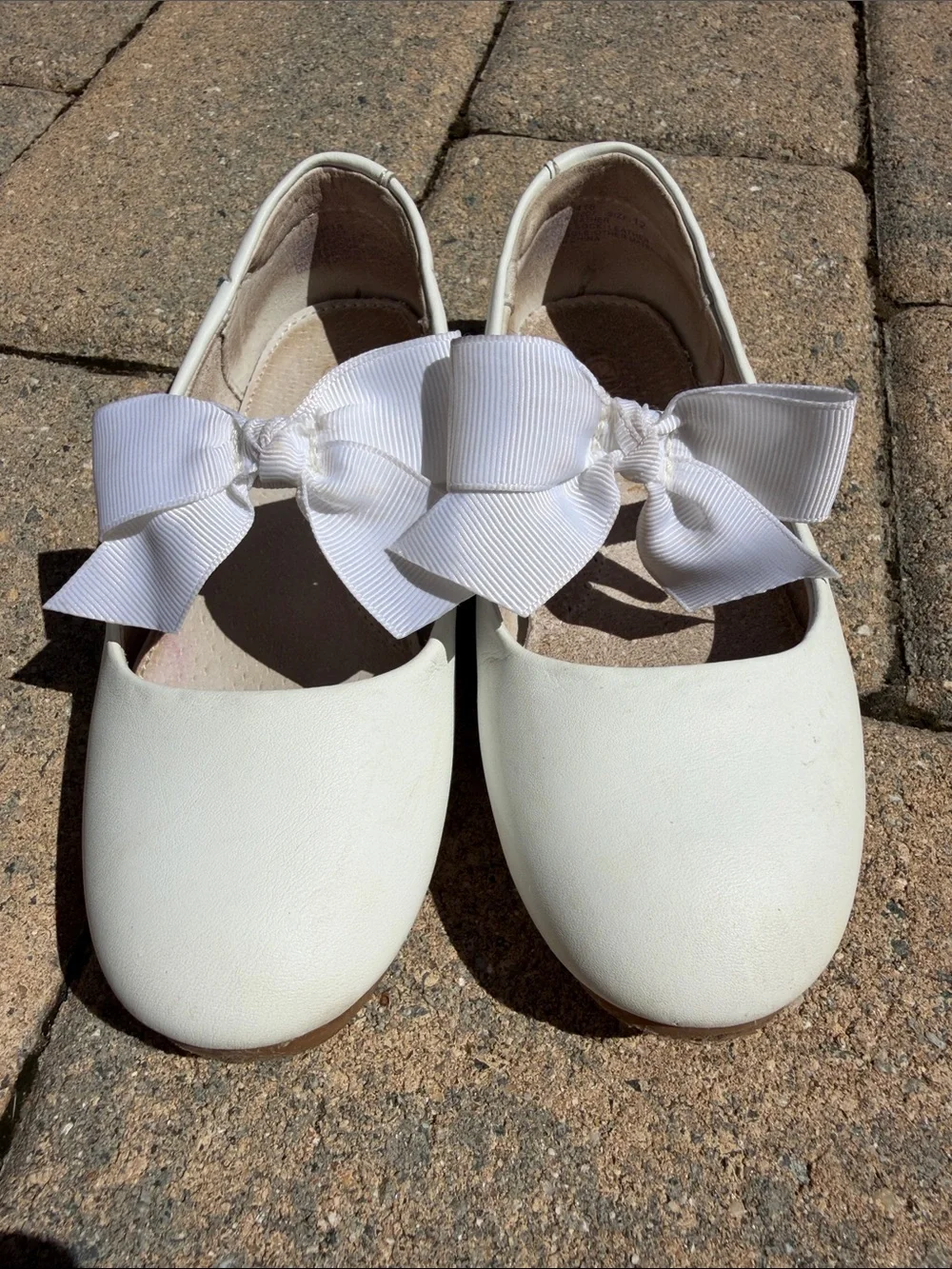 L’Amour White Girls Bow Mary Jane Flats